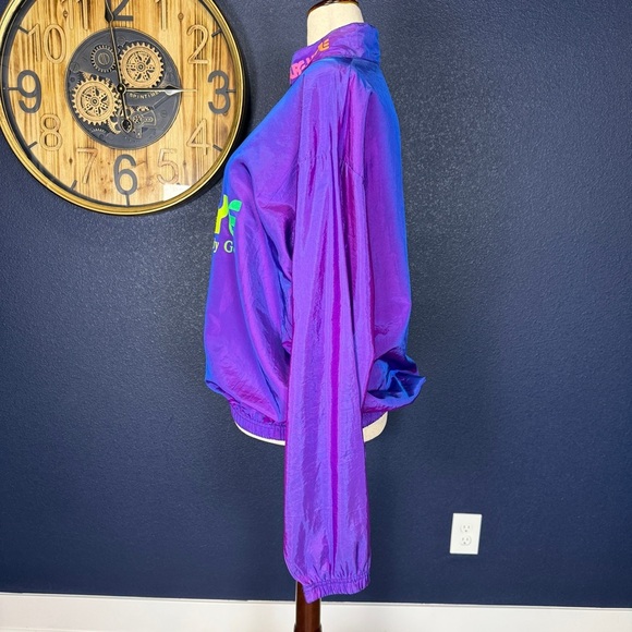 Surf Style Vintage 90s Iridescent Interplanetary Windbreaker Half Zip Jacket - Picture 5 of 10